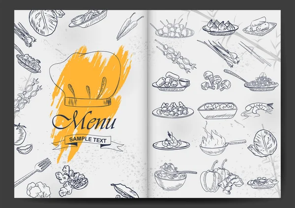 Sjabloon van verschillende soorten Avondeten item voor menu achtergrond ontwerp van Hotel of restaurant — Stockvector