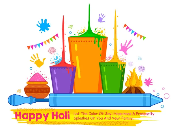 Colorful Happy Holi Background for Festival of Colors celebration greetings — Stock vektor