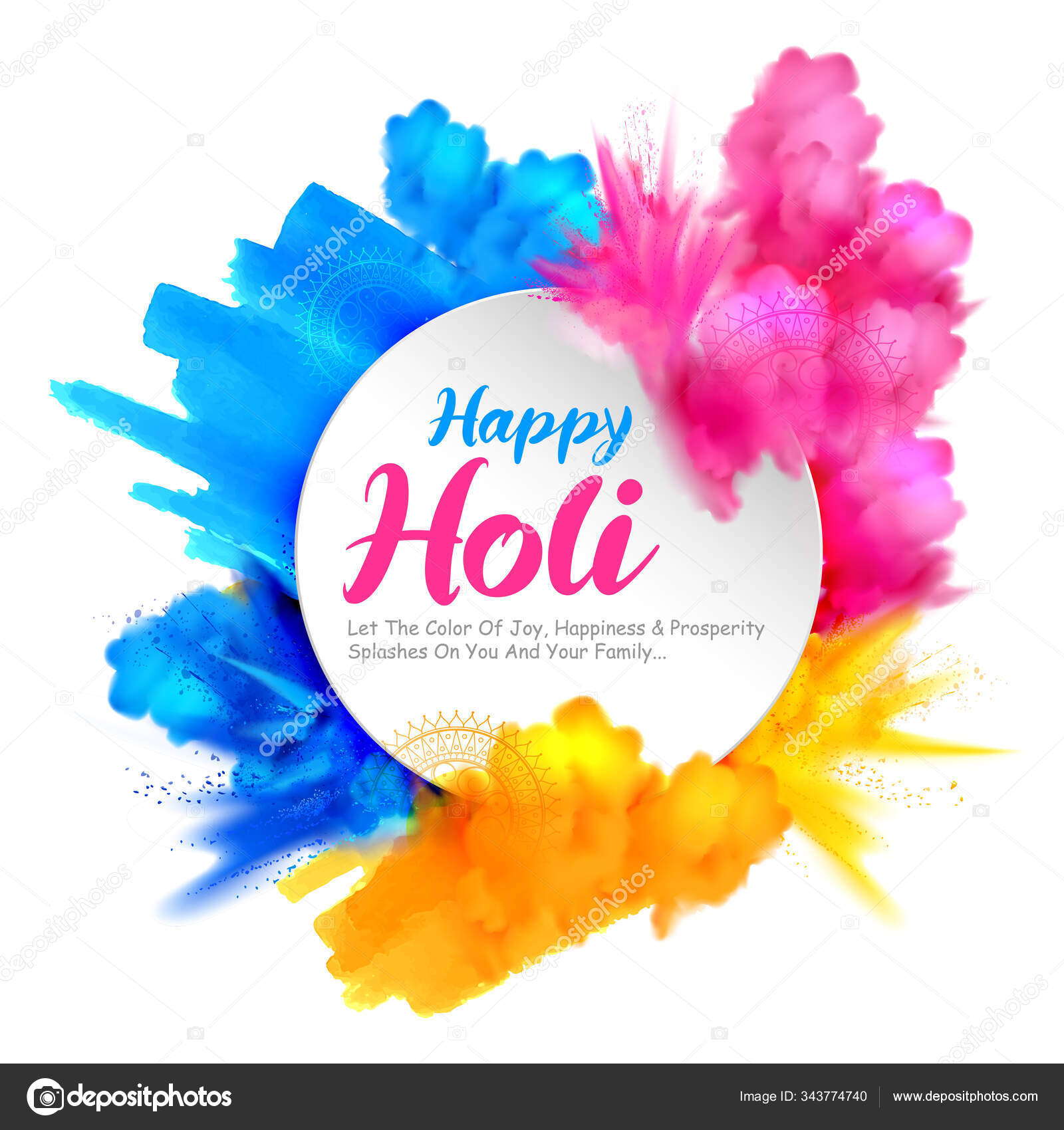 Colorful Happy Holi Background for Festival of Colors celebration greetings  Stock Vector Image by ©vectomart #343774740