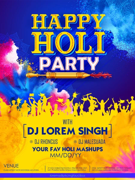 Diseño de tarjeta de fondo Happy Holi colorido abstracto para el festival de color de la India saludos de celebración — Vector de stock