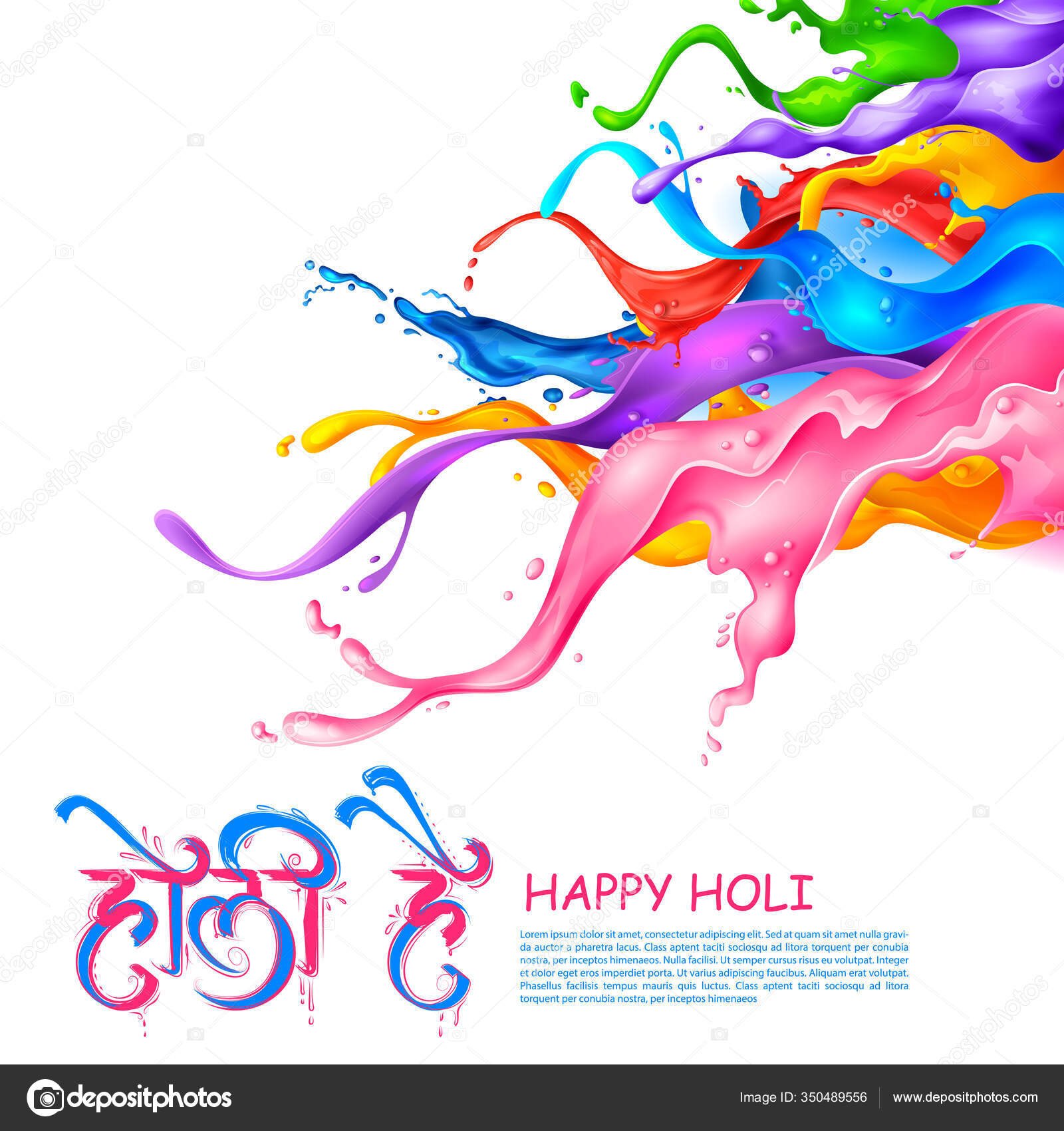 Abstract Colorful Happy Holi Background Card Design For Color Festival