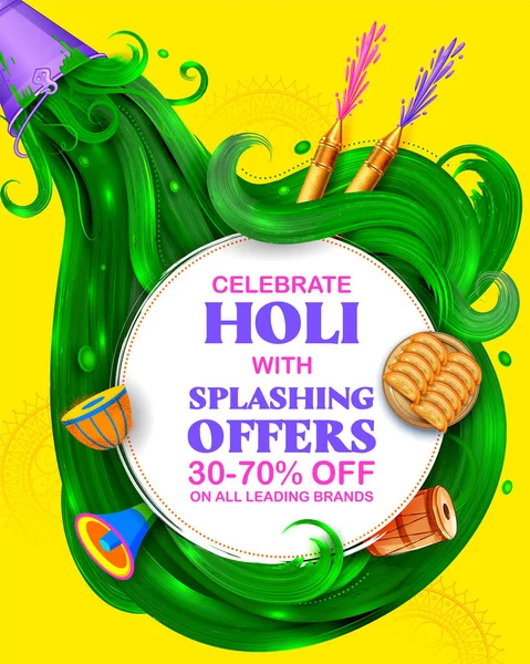 Abstract colorato Happy Holi disegno della scheda di sfondo per il festival del colore dell'India celebrazione saluti — Vettoriale Stock