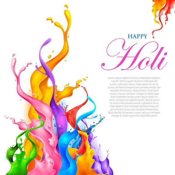 Résumé coloré Happy Holi conception de la carte de fond pour le festival des couleurs de l'Inde célébration salutations — Image vectorielle