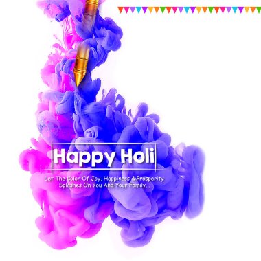 Soyut renkli Mutlu Holi arkaplan kartı tasarımı Hindistan renk festivali kutlamaları için.