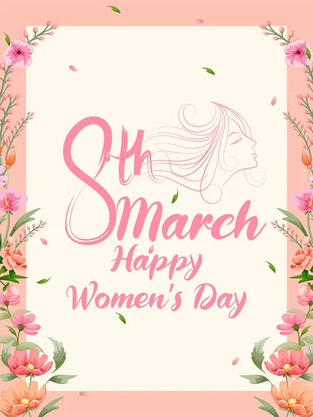 Happy International Womens Day 8th March greetings background — Stock Vector