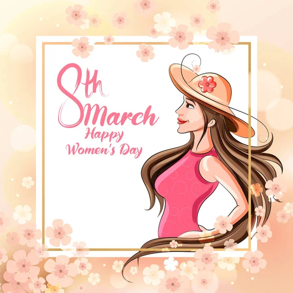 Happy International Womens Day 8th March greetings background — Stock Vector