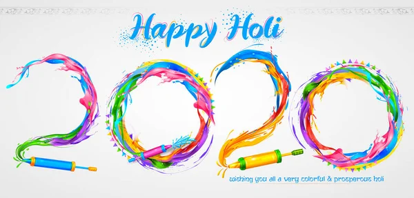 Красочный дизайн фоновой открытки Happy Holi для праздника цветов Индии — стоковый вектор