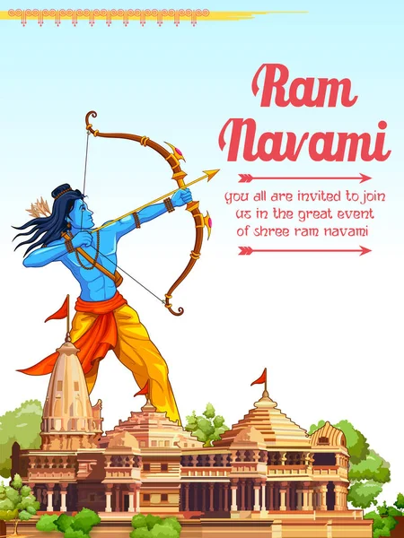Shree Ram Navami celebração fundo para feriado religioso da Índia — Vetor de Stock