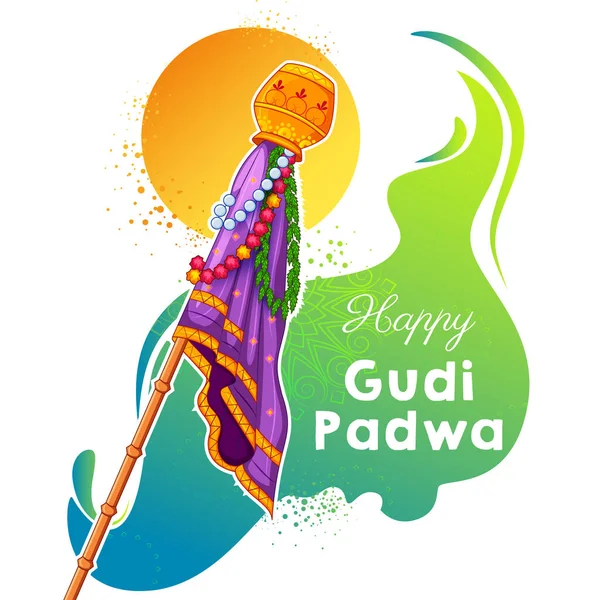 Gudi Padwa celebração do Ano Novo Lunar em Maharashtra da Índia —  Vetores de Stock