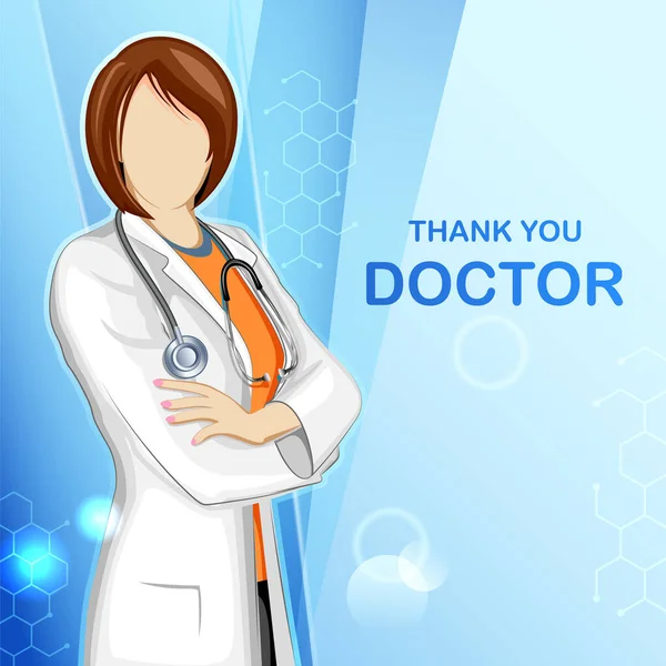 Soins de santé et antécédents médicaux montrant de la gratitude et disant Merci Docteur pour leur soutien pendant l'urgence et l'épidémie — Image vectorielle
