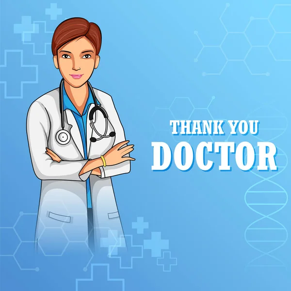 Salud y antecedentes médicos mostrando gratitud y diciendo Gracias Doctor por su apoyo durante la emergencia y la epidemia — Archivo Imágenes Vectoriales