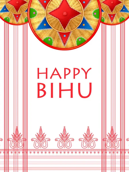 Traditioneller Hintergrund für das religiöse Feiertagsfest des assamesischen Neujahrs Bihu von Assam Indien — Stockvektor