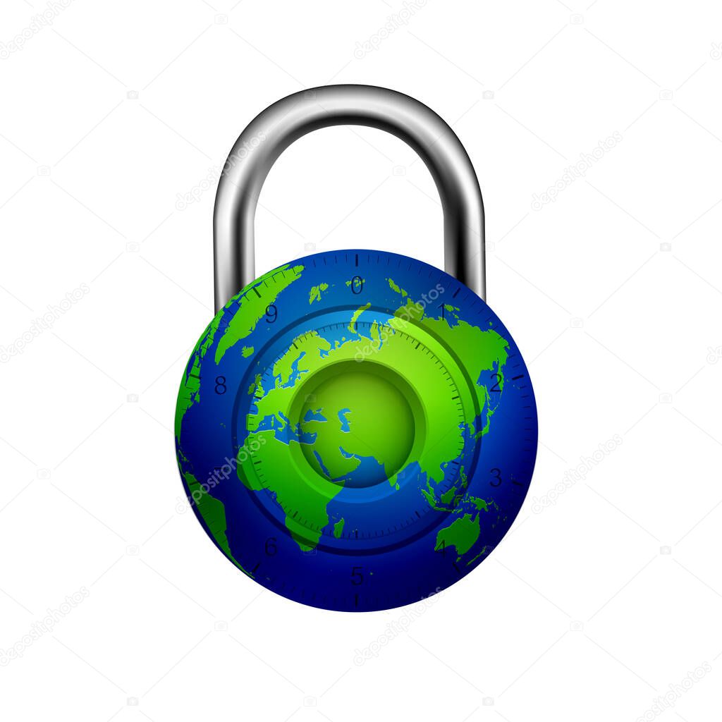 Isolated background with padlock showing lockdown due to deadly Novel Coronavirus 19 epidemic outbreak