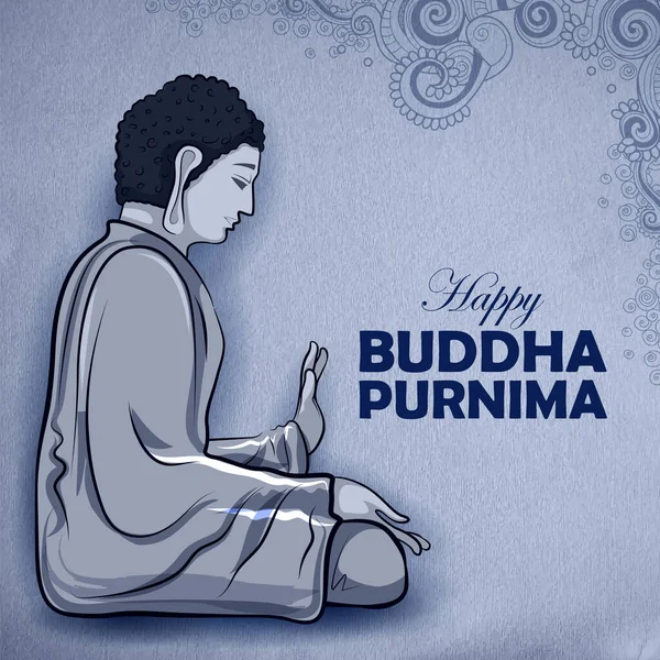 Señor Buda en meditación para el festival budista de Buda Feliz Purnima Vesak — Vector de stock