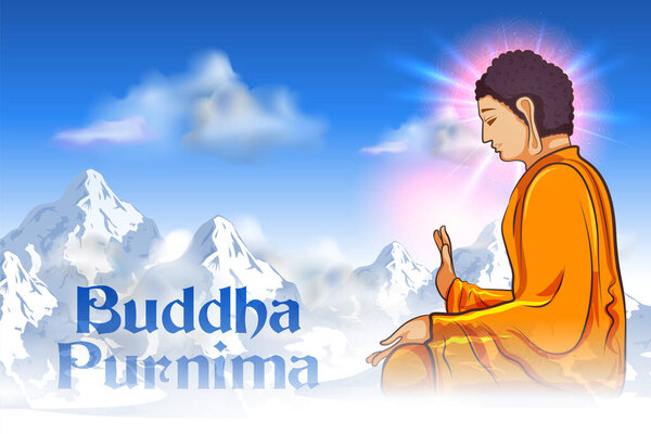 Lord Buddha in meditation for Buddhist festival of Happy Buddha Purnima Vesak