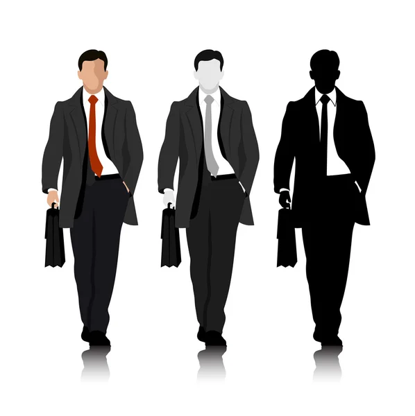 Uomini d'affari che camminano su sfondo bianco — Vettoriale Stock