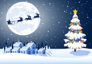 Noel manzara illüstrasyon 