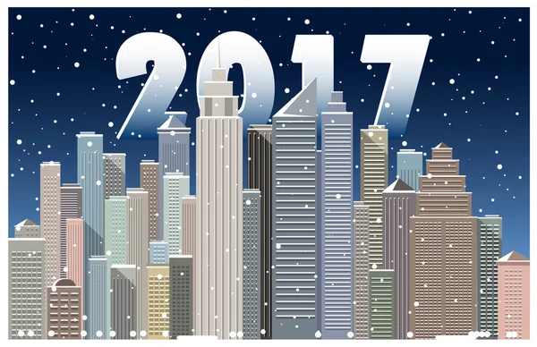 City New Year's landscape — Stock Vector