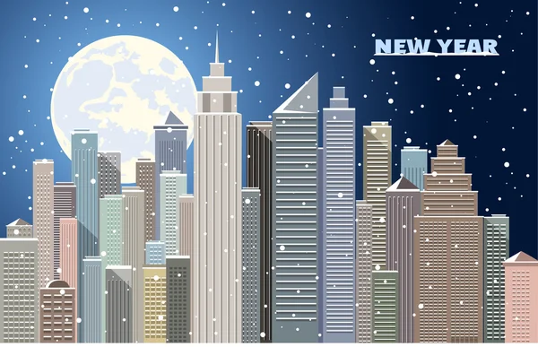 City New Year's landscape — Stock Vector