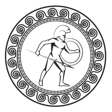 Yunan askerle sembolü. Spartan askerin siluet