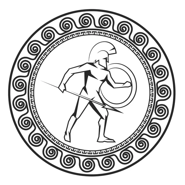 Symbol z greckiego żołnierza. Sylwetka żołnierza Spartan — Wektor stockowy