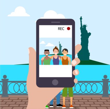 Fotoğraf neşeli insan heykeli özgürlük arka planı 