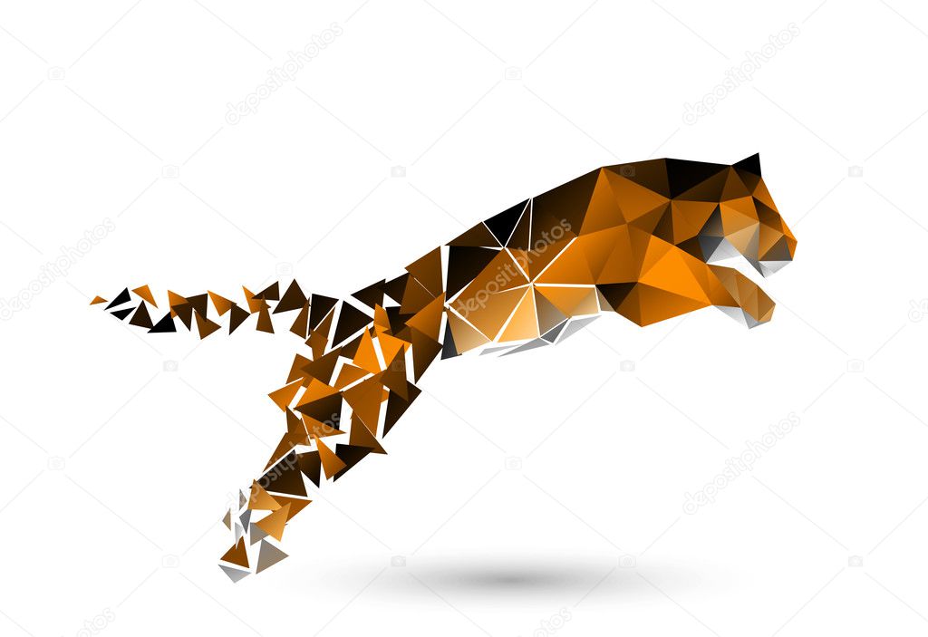 leaping tiger from polygons 