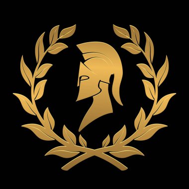 simge bir defne çelengi altın Spartan kask