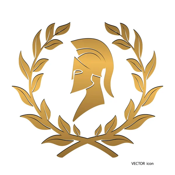 Χρυσό σύμβολο εικονίδιο Σπαρτιάτη στρατιώτη — Διανυσματικό Αρχείο