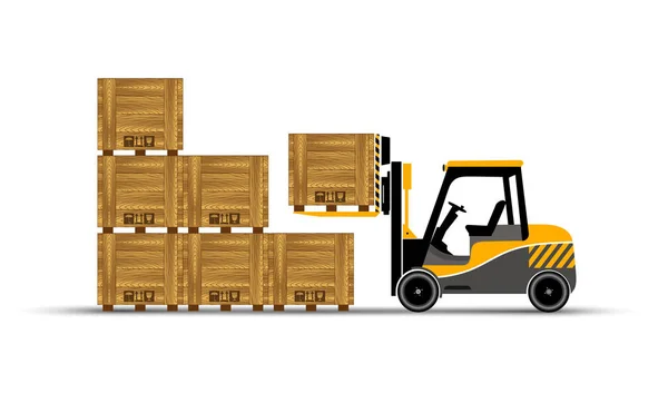 Loader with a container. Logistics and delivery — Stock Vector