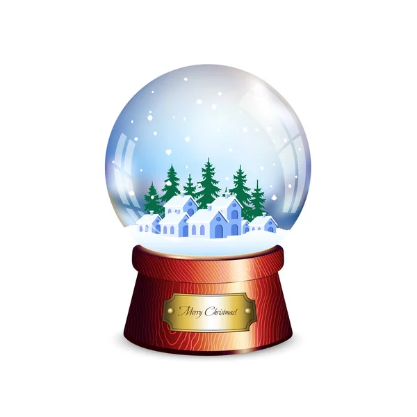Christmas speelgoed een bol met de sneeuw — Stockvector