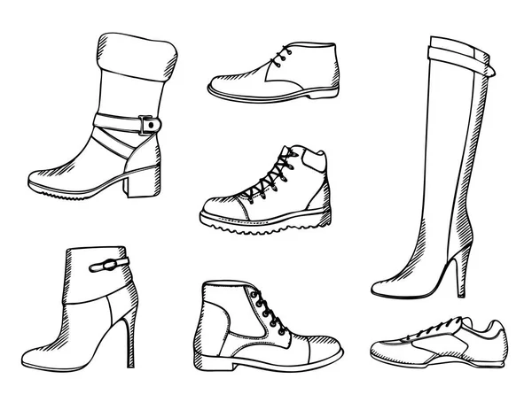 Ensemble de chaussures d'hiver à la mode — Image vectorielle