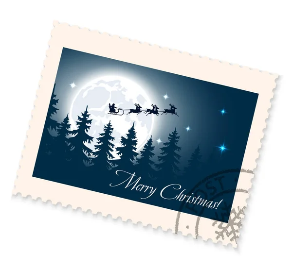 Sello postal de Navidad sobre fondo blanco — Vector de stock