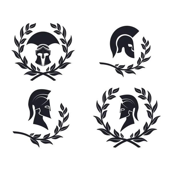 Icon Spartan warrior in the laurel wreath — Stock Vector