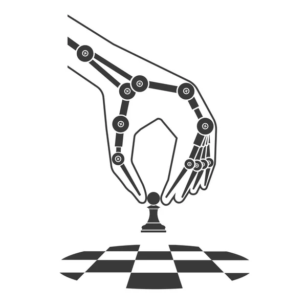 Robot joue aux échecs. Icône intelligence artificielle — Image vectorielle