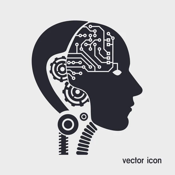 Icono robot organismo cibernético — Vector de stock