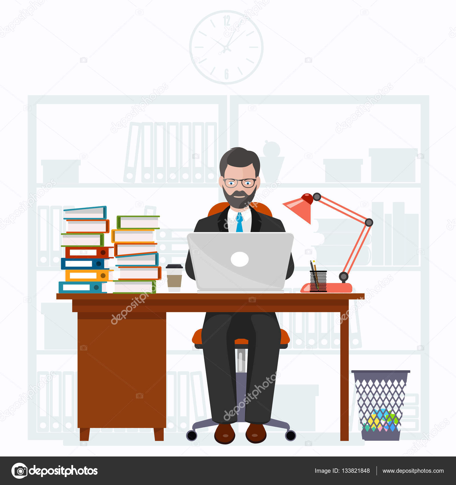 Workplace Of Office Worker Stock Vector C Matc 133821848