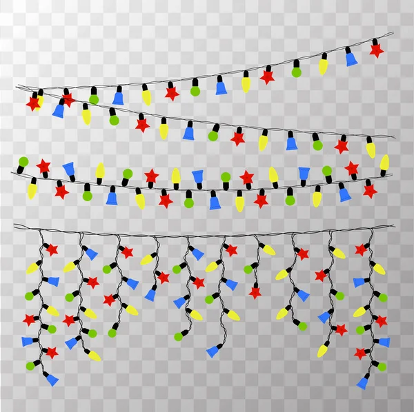 Garland for christmas and new year holiday, illuminated garland — Stock Vector