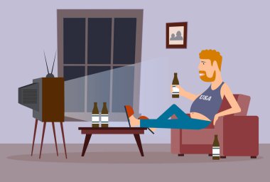 komik karikatür Tv önünde adam 