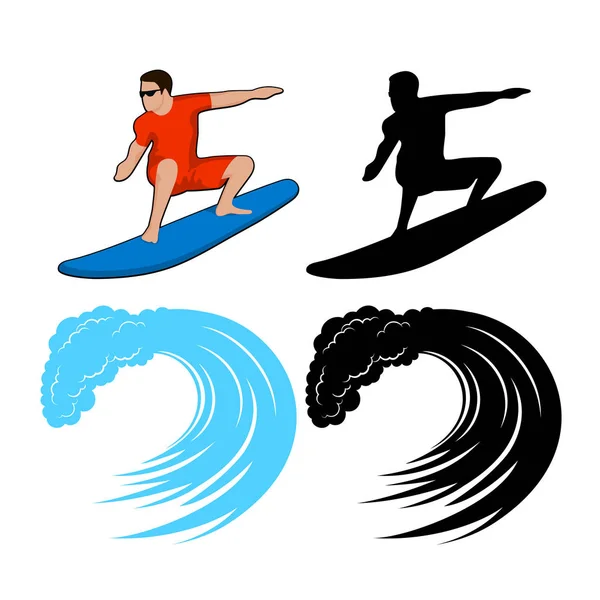 Surfeur sur une vague — Image vectorielle