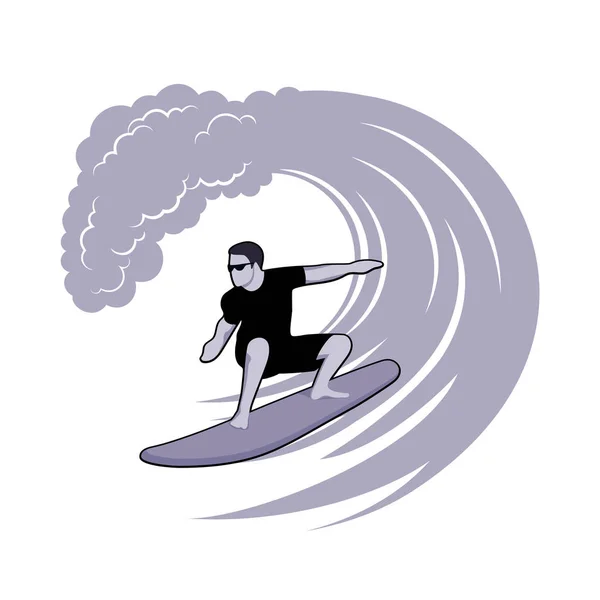 Surfista en una ola — Archivo Imágenes Vectoriales