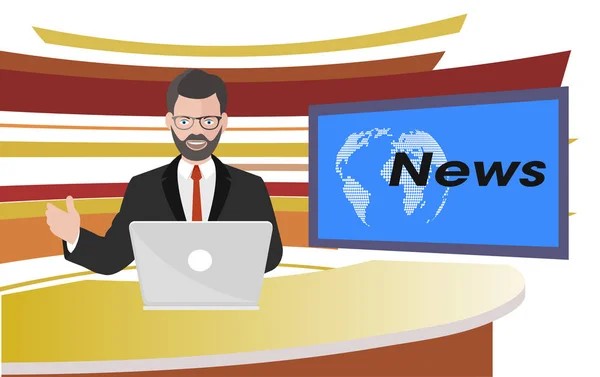 Anchorman of television news illustration — Stock Vector