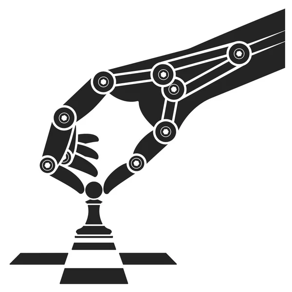 Robot plays chess. Icon artificial intelligence — Stock Vector