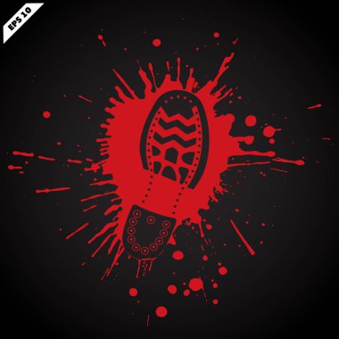 Footwear print in a blood pool grunge style. clipart