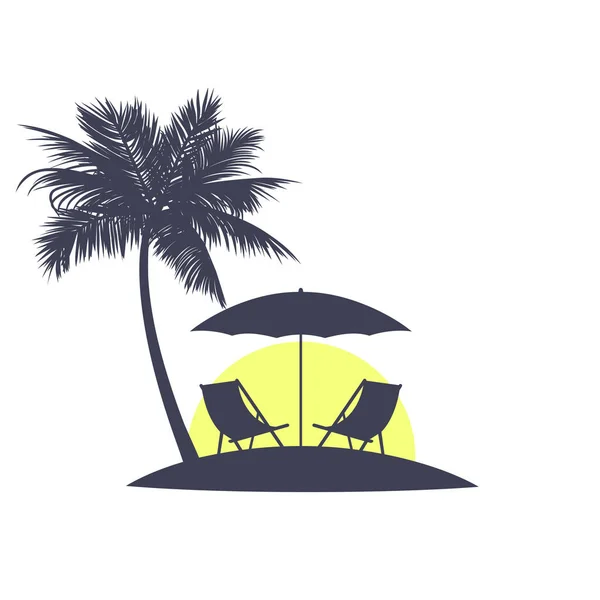 Icona la spiaggia serale ai tropici . — Vettoriale Stock