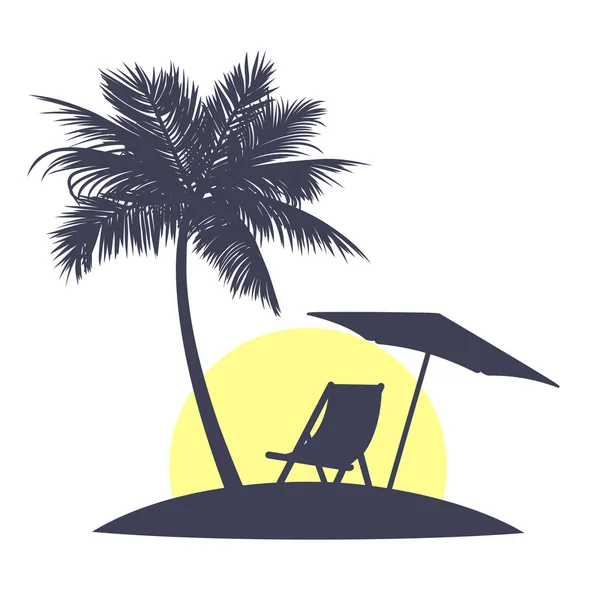 Icona la spiaggia serale ai tropici . — Vettoriale Stock