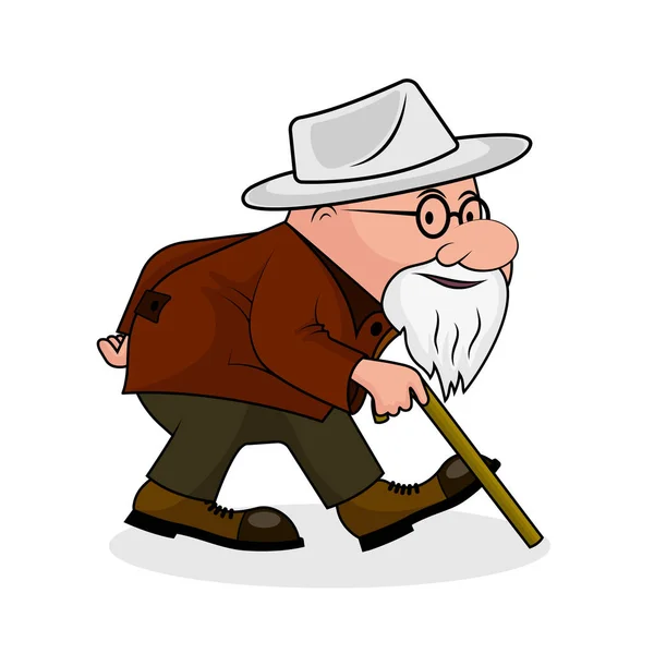 O homem idoso com uma caricatura de pau . — Vetor de Stock