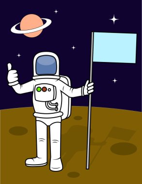 astronot çizim gezegende indi . 