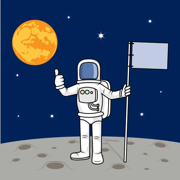 Drawing the astronaut has landed on the planet . — Stock Vector