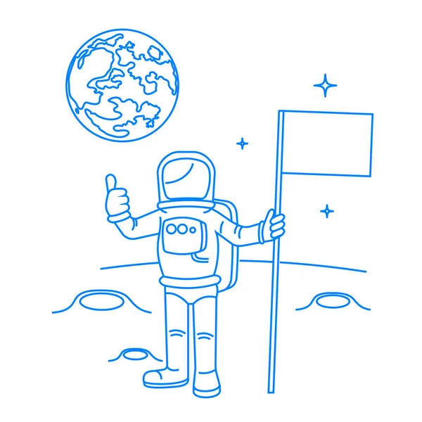 地球におりた宇宙飛行士を描画 . — ストックベクタ